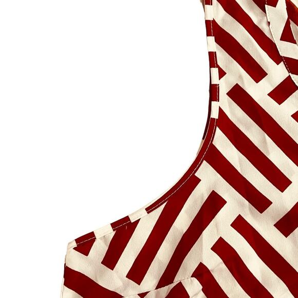Mudpie Red White Geometric Pattern Tunic Gold Buttons L (12-14) 100% Polyester - Picture 8 of 15
